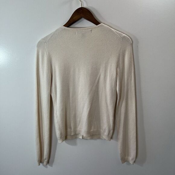 Express Womens Silk Blend Cardigan Size S Cream Pink 3D Floral Cottagecore Fairy - Picture 2 of 7